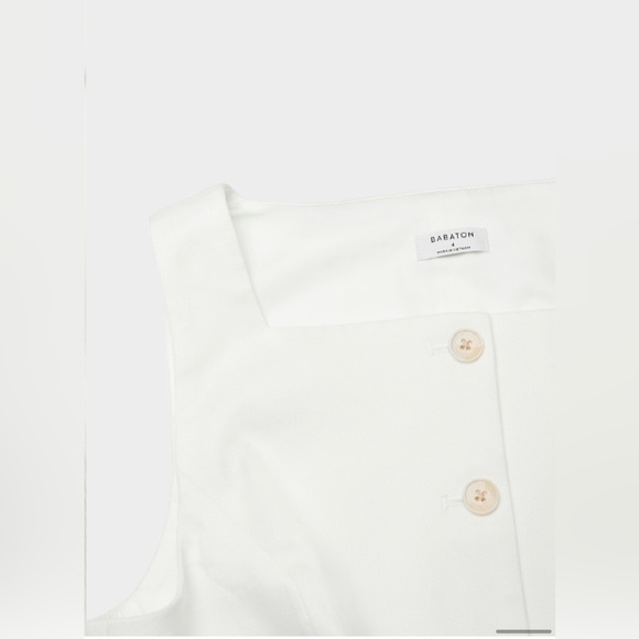 NWT Aritzia Babaton Hepworth Linen Top Oak Siz 6 White squareneck button-up vest - Picture 8 of 13